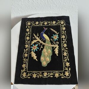 Embroidered Peacock Wall Art